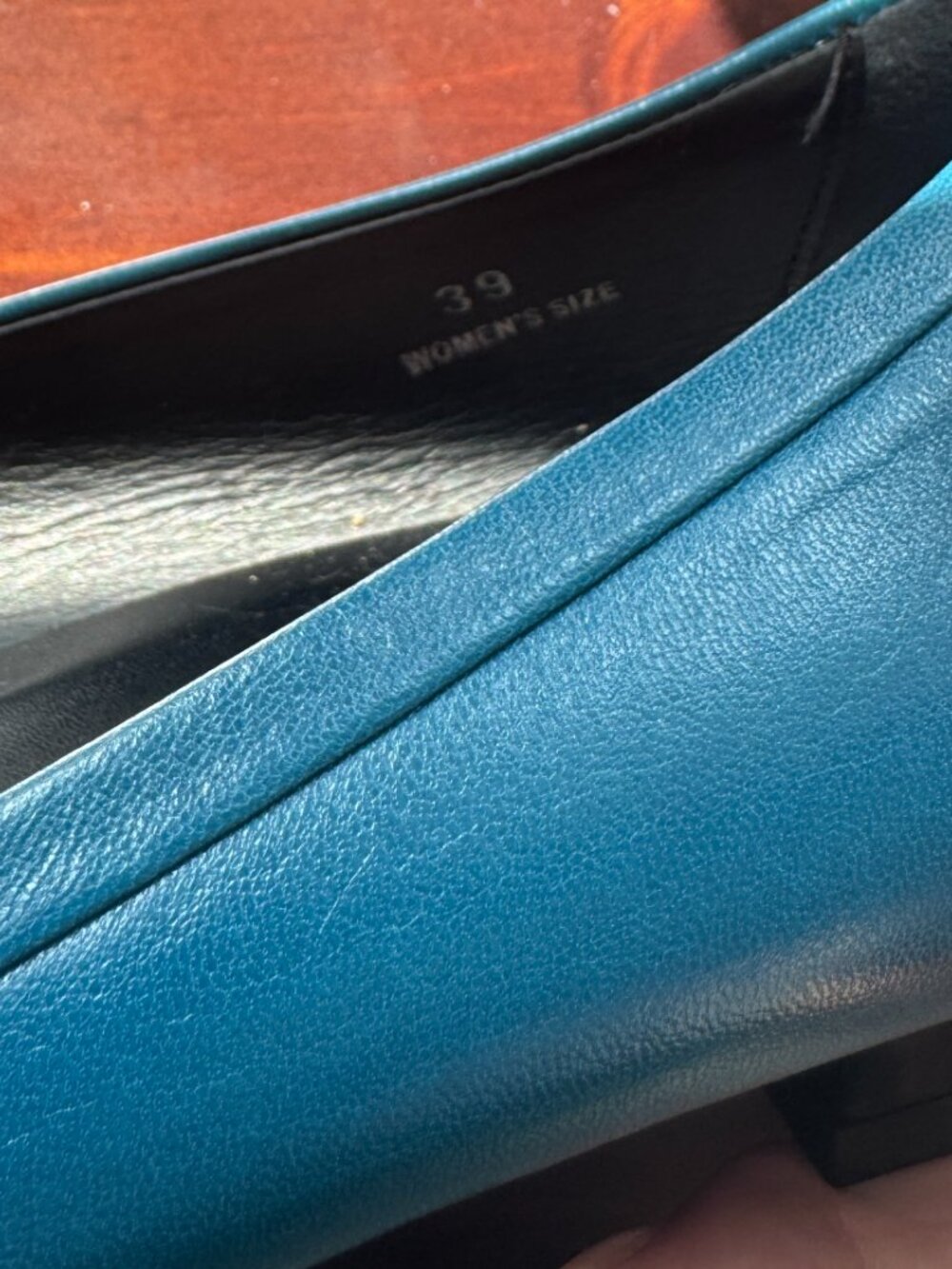Tod's Size 39 (US Size 9 Women's) Teal Kitten Heel Loafers - Picture 7 of 7